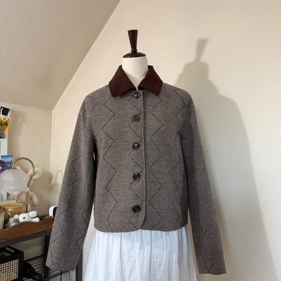 Bagatelle Collection Jackets & Blazers - Elegant Brown Herringbone Blazer